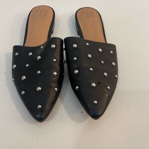 Black Studded Mules